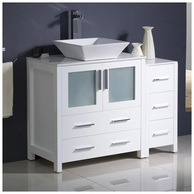 Fresca Bathroom Vanities, 40-50, Modern, White, With Top and Sink, Modern, Combos, 817386020443, FCB62-3012WH-CWH-V