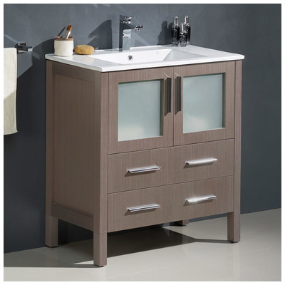 Bathroom Vanities Fresca Bari Gray Oak Combos FCB6230GO-I 817386020474 Under 30 Modern Gray With Top and Sink 25 