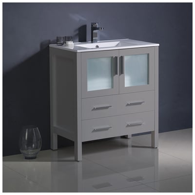 Fresca Bathroom Vanities, Under 30, Gray, Cabinets Only, 817386029163, FCB6230GR-I