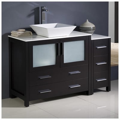 Fresca Bathroom Vanities, 40-50, Modern, Dark Brown, With Top and Sink, Modern, Combos, 817386020627, FCB62-3612ES-CWH-V