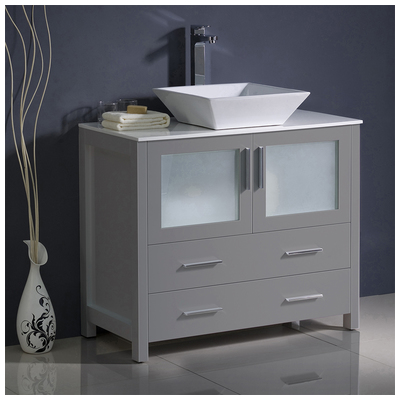 Bathroom Vanities Fresca Bari Gray FCB6236GR-CWH-V 817386029217 30-40 Gray Cabinets Only 25 