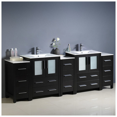 Fresca Bathroom Vanities, Double Sink Vanities, 70-90, Modern, Dark Brown, With Top and Sink, Modern, Combos, 817386020771, FCB62-72ES-I