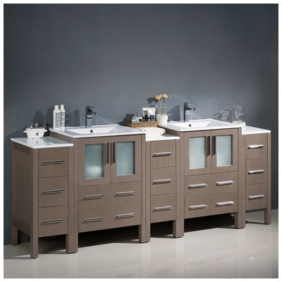 Fresca Bathroom Vanities, Double Sink Vanities, 70-90, Modern, Gray, With Top and Sink, Modern, Combos, 817386020795, FCB62-72GO-I