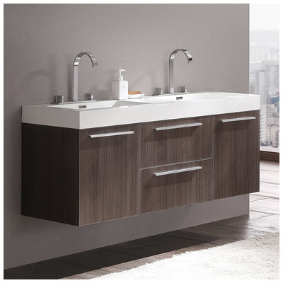 Fresca Bathroom Vanities, Double Sink Vanities, 50-70, Modern, Gray, Wall Mount Vanities, With Top and Sink, Modern, Combos, 817386020979, FCB8013GO-I