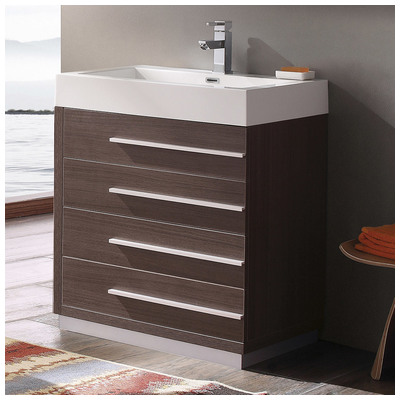 Bathroom Vanities Fresca Senza Gray Oak Combos FCB8030GO-I 817386021068 Under 30 Modern Gray With Top and Sink 25 