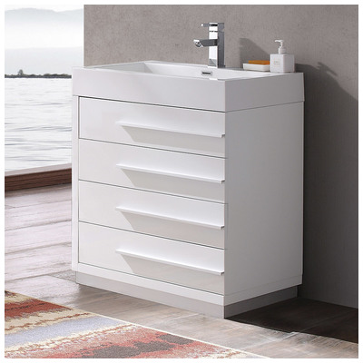 Bathroom Vanities Fresca Senza White Combos FCB8030WH-I 817386021099 Under 30 Modern White With Top and Sink 25 