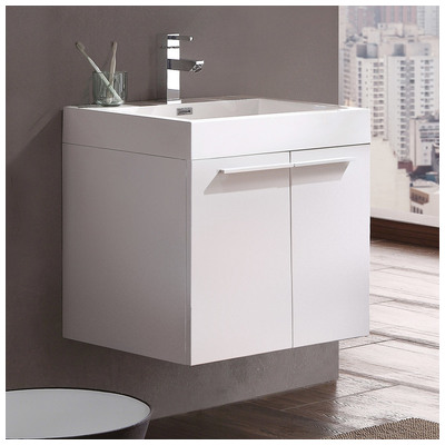 Bathroom Vanities Fresca Senza White Combos FCB8058WH-I 817386021174 Under 30 Modern White Wall Mount Vanities With Top and Sink 25 