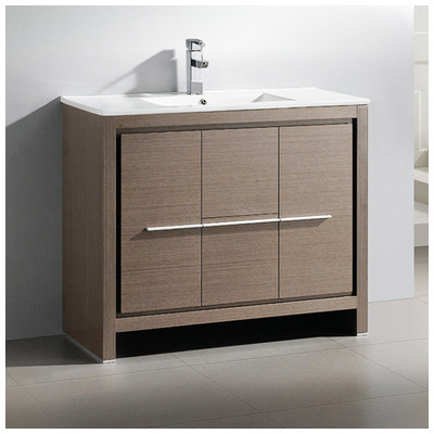 Fresca Bathroom Vanities, 30-40, Modern, Gray, With Top and Sink, Modern, Combos, 817386021440, FCB8140GO-I