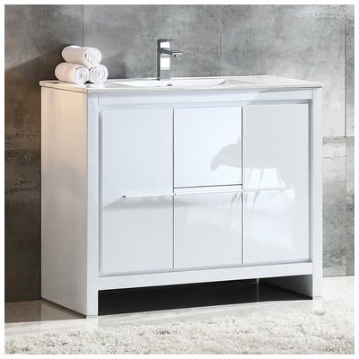 Fresca Bathroom Vanities, 30-40, Modern, White, With Top and Sink, Modern, Combos, 817386021464, FCB8140WH-I