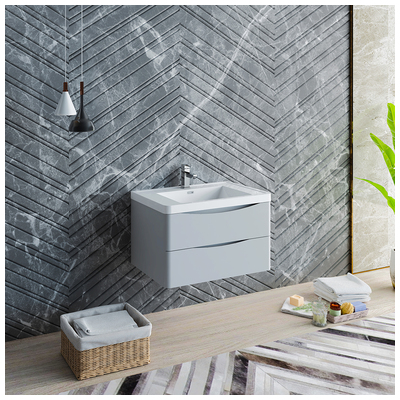 Bathroom Vanities Fresca Senza Glossy Gray FCB9032GRG-I 810001203085 Wall Mount Vanities 25 