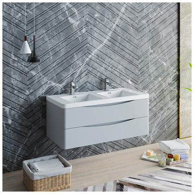 Bathroom Vanities Fresca Senza Glossy Gray FCB9048GRG-D-I 810001203207 Double Sink Vanities Wall Mount Vanities 25 