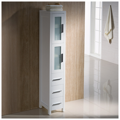 Storage Cabinets Fresca Torino White FST6260WH 818234016236 Whitesnow Bathroom Linen White White Complete Vanity Sets 