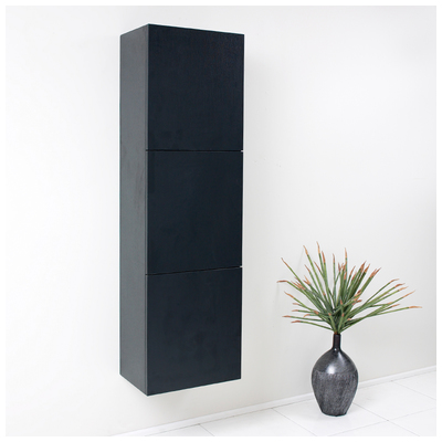 Storage Cabinets Fresca Senza Black FST8090BW 818234013051 Blackebony Bathroom Linen Black Black Complete Vanity Sets 