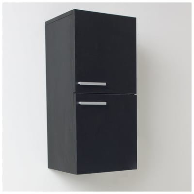 Storage Cabinets Fresca Senza Black FST8091BW 818234013105 Blackebony Bathroom Linen Black Black Complete Vanity Sets 