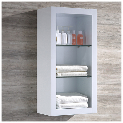 Storage Cabinets Fresca Trieste White FST8130WH 818234017523 Whitesnow Bathroom Linen White White Complete Vanity Sets 