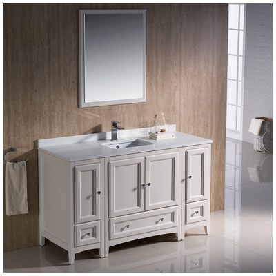 Fresca Bathroom Vanities, 50-70, Traditional, White, Complete Vanity Sets, Traditional, Vanity Ensembles, 818234015901, FVN20-123012AW