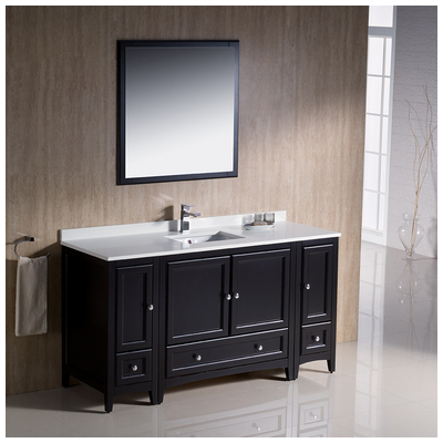 Fresca Bathroom Vanities, 50-70, Traditional, Dark Brown, Complete Vanity Sets, Traditional, Vanity Ensembles, 818234015949, FVN20-123612ES