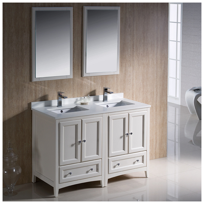 Bathroom Vanities Fresca Bari Antique White Vanity Ensembles FVN20-2424AW 818234015963 Double Sink Vanities 40-50 Traditional White Complete Vanity Sets 25 
