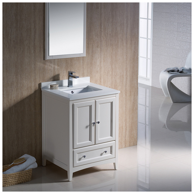 Fresca Bathroom Vanities, Under 30, Traditional, White, Complete Vanity Sets, Traditional, Vanity Ensembles, 818234015789, FVN2024AW