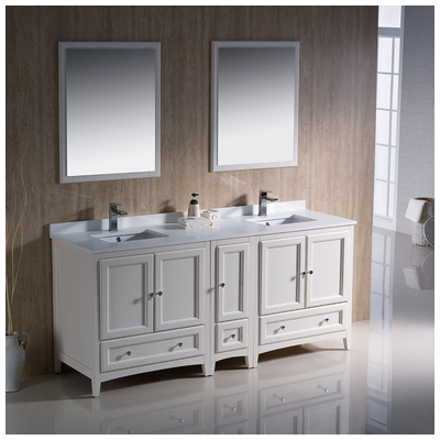 Fresca Bathroom Vanities, Double Sink Vanities, 70-90, Traditional, White, Complete Vanity Sets, Traditional, Vanity Ensembles, 818234016083, FVN20-301230AW