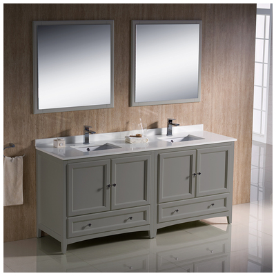 Fresca Bathroom Vanities, Double Sink Vanities, 70-90, Gray, Cabinets Only, 817386028593, FVN20-3636GR