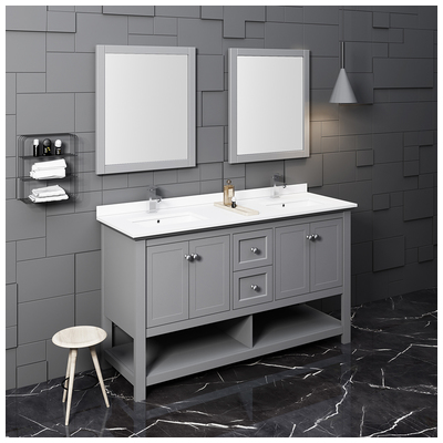 Fresca Bathroom Vanities, Double Sink Vanities, Gray, 810001206260, FVN2360GR-D
