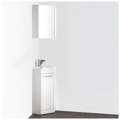 Fresca Bathroom Vanities, Under 30, Modern, White, Corner Vanities, Complete Vanity Sets, Modern, Vanity Ensembles, 818234015734, FVN5082WH