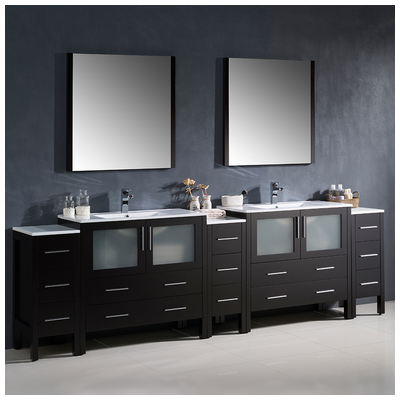 Fresca Bathroom Vanities, Double Sink Vanities, Over 90, Modern, Dark Brown, Complete Vanity Sets, Modern, Vanity Ensembles, 818234017950, FVN62-108ES-UNS