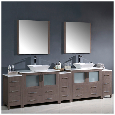 Bathroom Vanities Fresca Bari Gray Oak Vanity Ensembles FVN62-108GO-VSL 818234017981 Double Sink Vanities Over 90 Modern Gray Complete Vanity Sets 25 