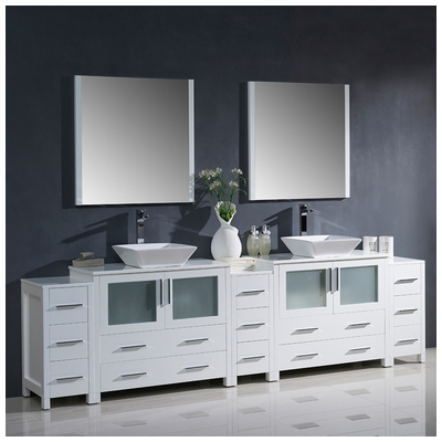 Bathroom Vanities Fresca Bari White Vanity Ensembles FVN62-108WH-VSL 818234018025 Double Sink Vanities Over 90 Modern White Complete Vanity Sets 25 