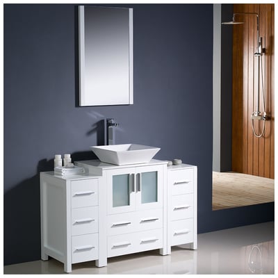 Bathroom Vanities Fresca Bari White Vanity Ensembles FVN62-122412WH-VSL 818234013587 40-50 Modern White Complete Vanity Sets 25 