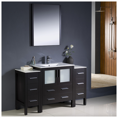 Fresca Bathroom Vanities, 50-70, Modern, Dark Brown, Complete Vanity Sets, Modern, Vanity Ensembles, 818234013594, FVN62-123012ES-UNS