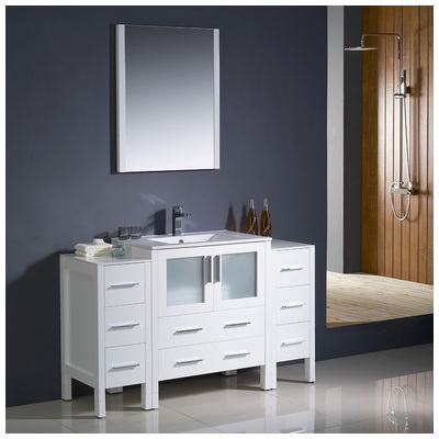 Fresca Bathroom Vanities, 50-70, Modern, White, Complete Vanity Sets, Modern, Vanity Ensembles, 818234013631, FVN62-123012WH-UNS