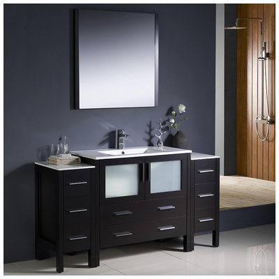 Fresca Bathroom Vanities, 50-70, Modern, Dark Brown, Complete Vanity Sets, Modern, Vanity Ensembles, 818234013655, FVN62-123612ES-UNS