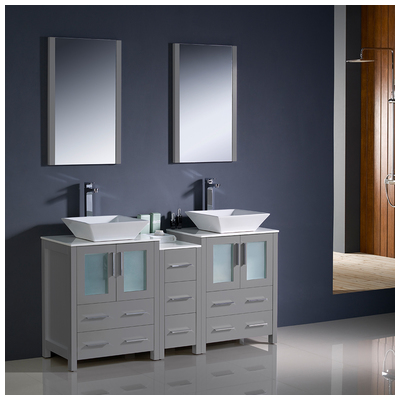 Fresca Bathroom Vanities, Double Sink Vanities, 50-70, Gray, Cabinets Only, 817386028784, FVN62-241224GR-VSL