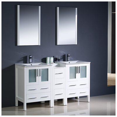 Bathroom Vanities Fresca Bari White Vanity Ensembles FVN62-241224WH-UNS 818234013754 Double Sink Vanities 50-70 Modern White Complete Vanity Sets 25 