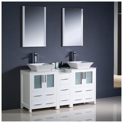 Fresca Bathroom Vanities, Double Sink Vanities, 50-70, Modern, White, Complete Vanity Sets, Modern, Vanity Ensembles, 818234013761, FVN62-241224WH-VSL