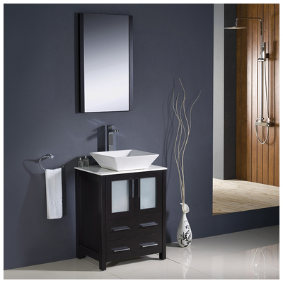 Bathroom Vanities Fresca Bari Espresso Vanity Ensembles FVN6224ES-VSL 818234014140 Under 30 Modern Dark Brown Complete Vanity Sets 25 