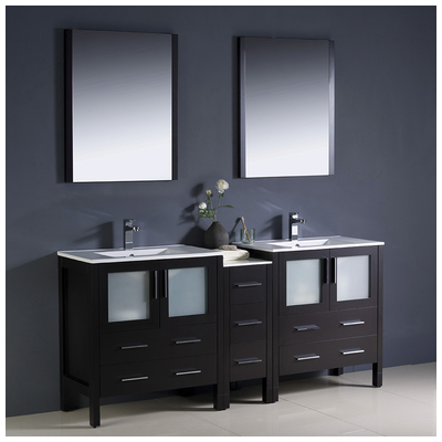Fresca Bathroom Vanities, Double Sink Vanities, 70-90, Modern, Dark Brown, Complete Vanity Sets, Modern, Vanity Ensembles, 818234013839, FVN62-301230ES-UNS