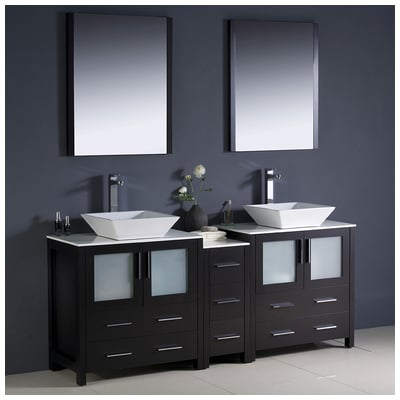 Fresca Bathroom Vanities, Double Sink Vanities, 70-90, Modern, Dark Brown, Complete Vanity Sets, Modern, Vanity Ensembles, 818234013846, FVN62-301230ES-VSL