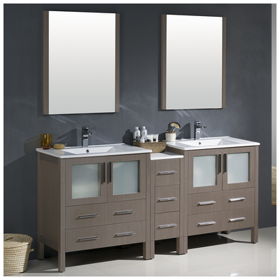 Bathroom Vanities Fresca Bari Gray Oak Vanity Ensembles FVN62-301230GO-UNS 818234017660 Double Sink Vanities 70-90 Modern Gray Complete Vanity Sets 25 