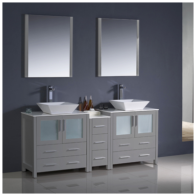 Bathroom Vanities Fresca Bari Gray FVN62-301230GR-VSL 817386028845 Double Sink Vanities 70-90 Gray Cabinets Only 25 