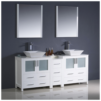 Fresca Bathroom Vanities, Double Sink Vanities, 70-90, Modern, White, Complete Vanity Sets, Modern, Vanity Ensembles, 818234013884, FVN62-301230WH-VSL
