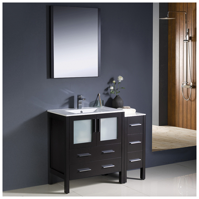 Fresca Bathroom Vanities, 40-50, Modern, Dark Brown, Complete Vanity Sets, Modern, Vanity Ensembles, 818234013891, FVN62-3012ES-UNS