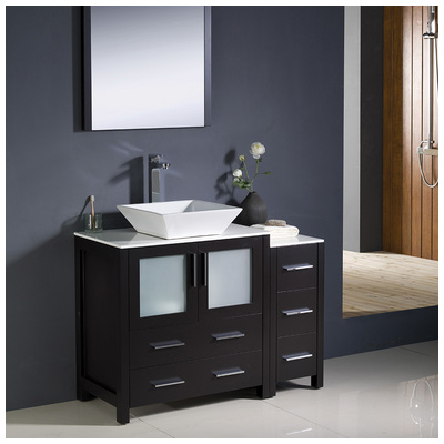 Fresca Bathroom Vanities, 40-50, Modern, Dark Brown, Complete Vanity Sets, Modern, Vanity Ensembles, 818234013907, FVN62-3012ES-VSL