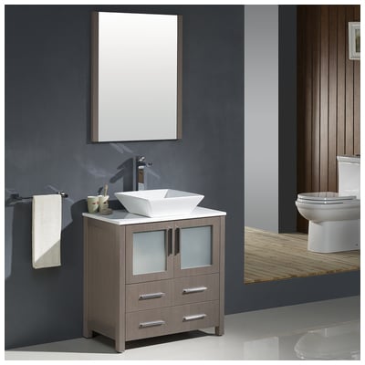 Bathroom Vanities Fresca Bari Gray Oak Vanity Ensembles FVN6230GO-VSL 818234017714 Under 30 Modern Gray Complete Vanity Sets 25 