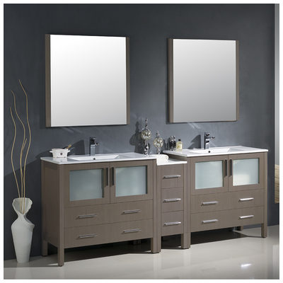 Bathroom Vanities Fresca Bari Gray Oak Vanity Ensembles FVN62-361236GO-UNS 818234017721 Double Sink Vanities 70-90 Modern Gray Complete Vanity Sets 25 