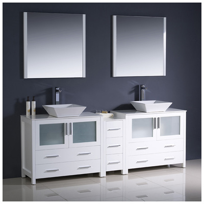Fresca Bathroom Vanities, Double Sink Vanities, 70-90, Modern, White, Complete Vanity Sets, Modern, Vanity Ensembles, 818234014003, FVN62-361236WH-VSL
