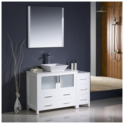 Bathroom Vanities Fresca Bari White Vanity Ensembles FVN62-3612WH-VSL 818234014065 40-50 Modern White Complete Vanity Sets 25 
