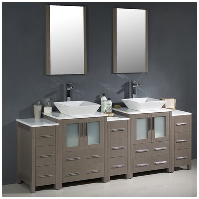 Fresca Bathroom Vanities, Double Sink Vanities, 70-90, Modern, Gray, Complete Vanity Sets, Modern, Vanity Ensembles, 818234017790, FVN62-72GO-VSL